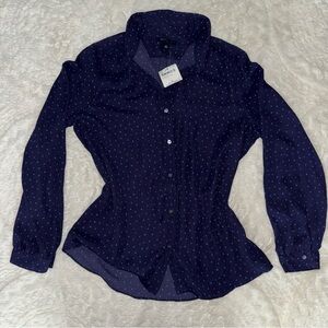 Navy Blue Polka Dot Women's Top lands end size 12 new with tags